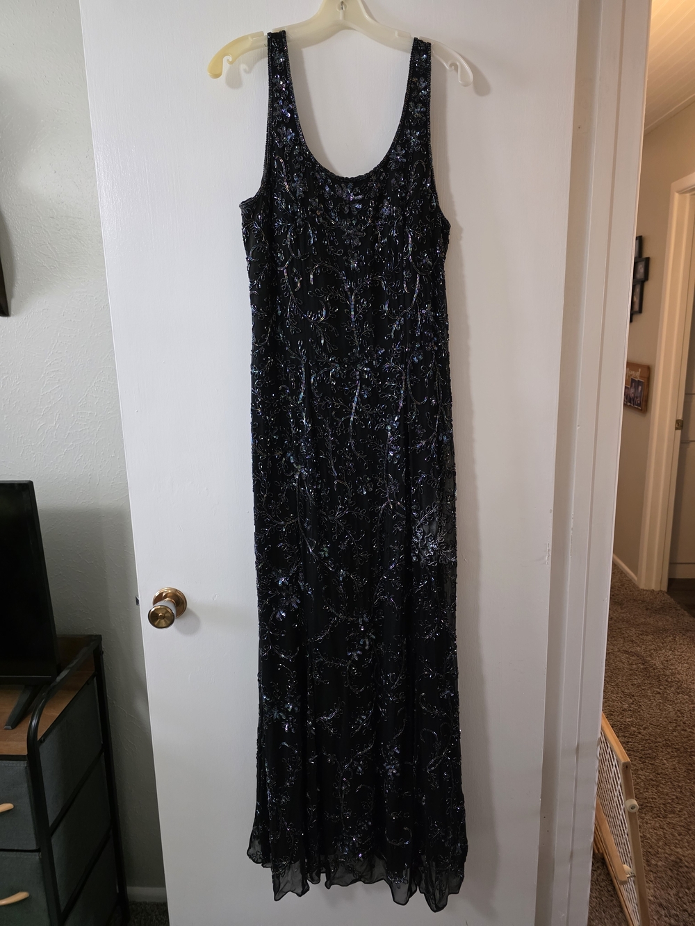 Sean Collection Black Sequin & Beaded Maxi Dress